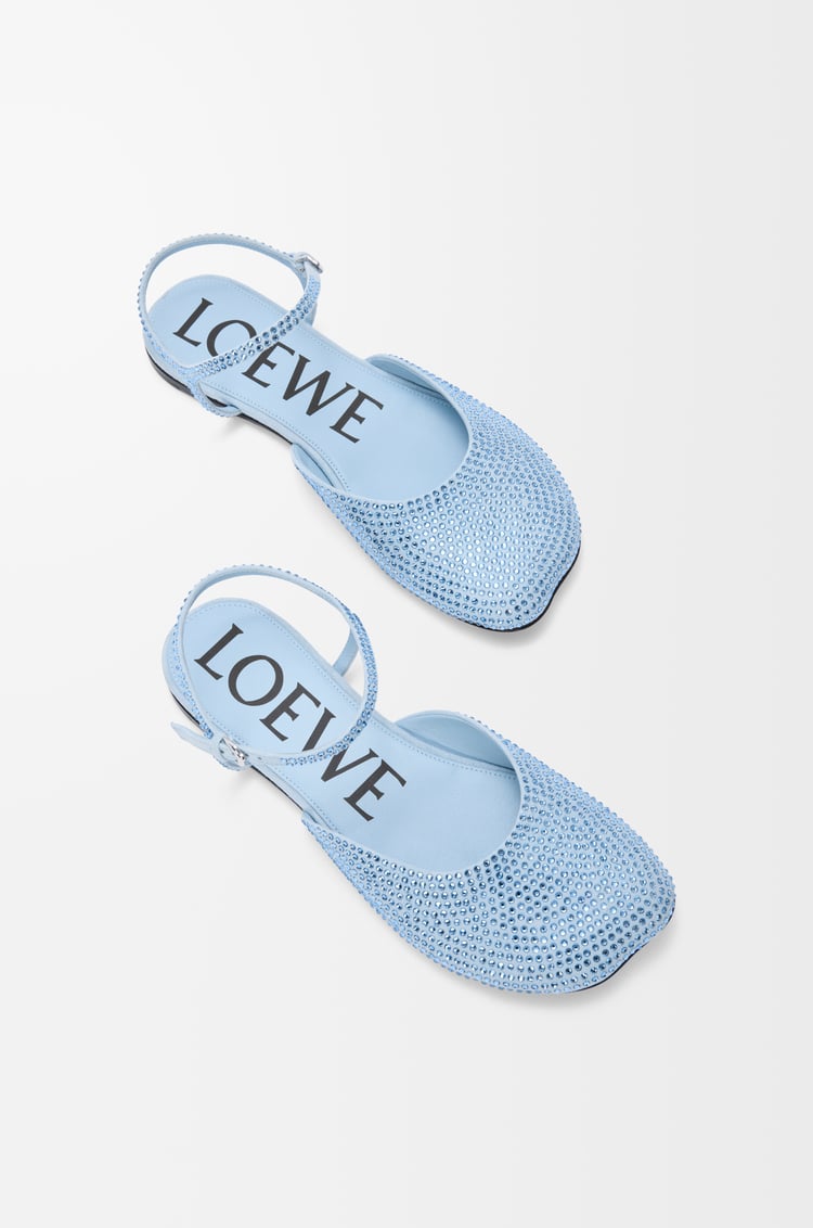 LOEWE Toy ankle strap ballerina in rhinestone-embellished suede Baby Blue