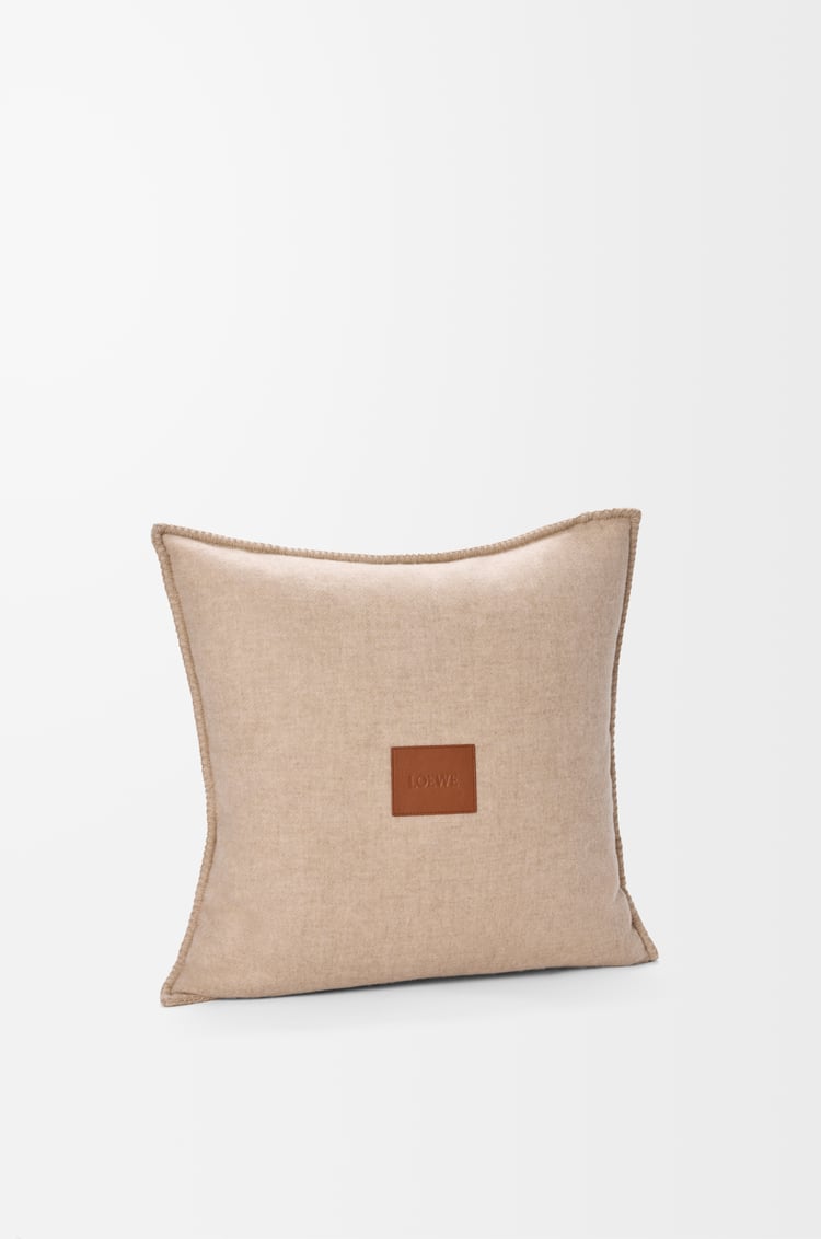 LOEWE Cushion in wool and cashmere Beige/Ecru