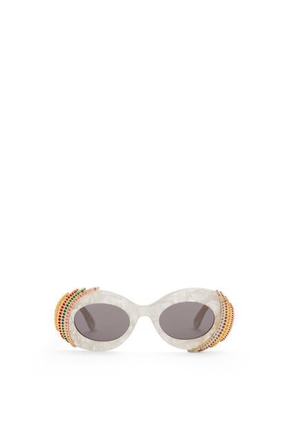 LOEWE Pavé Oval sunglasses in acetate 珍珠灰/白色 plp_rd