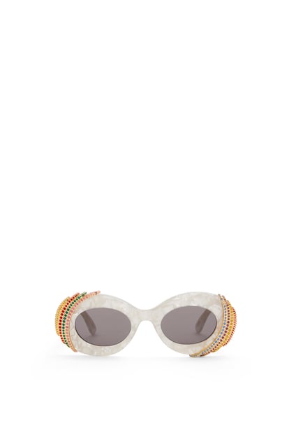 LOEWE Gafas de sol Pavé Oval en acetato Gris Perla/Blanco