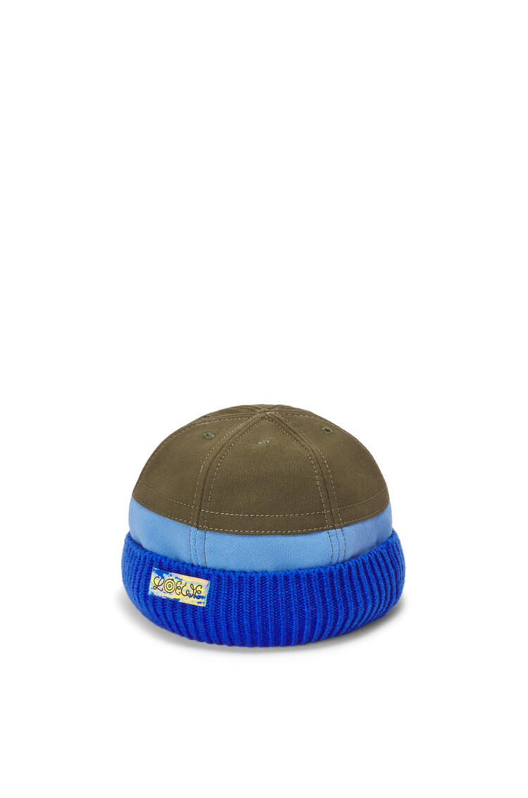 LOEWE Canvas beanie in cotton and wool Green/Blue pdp_rd