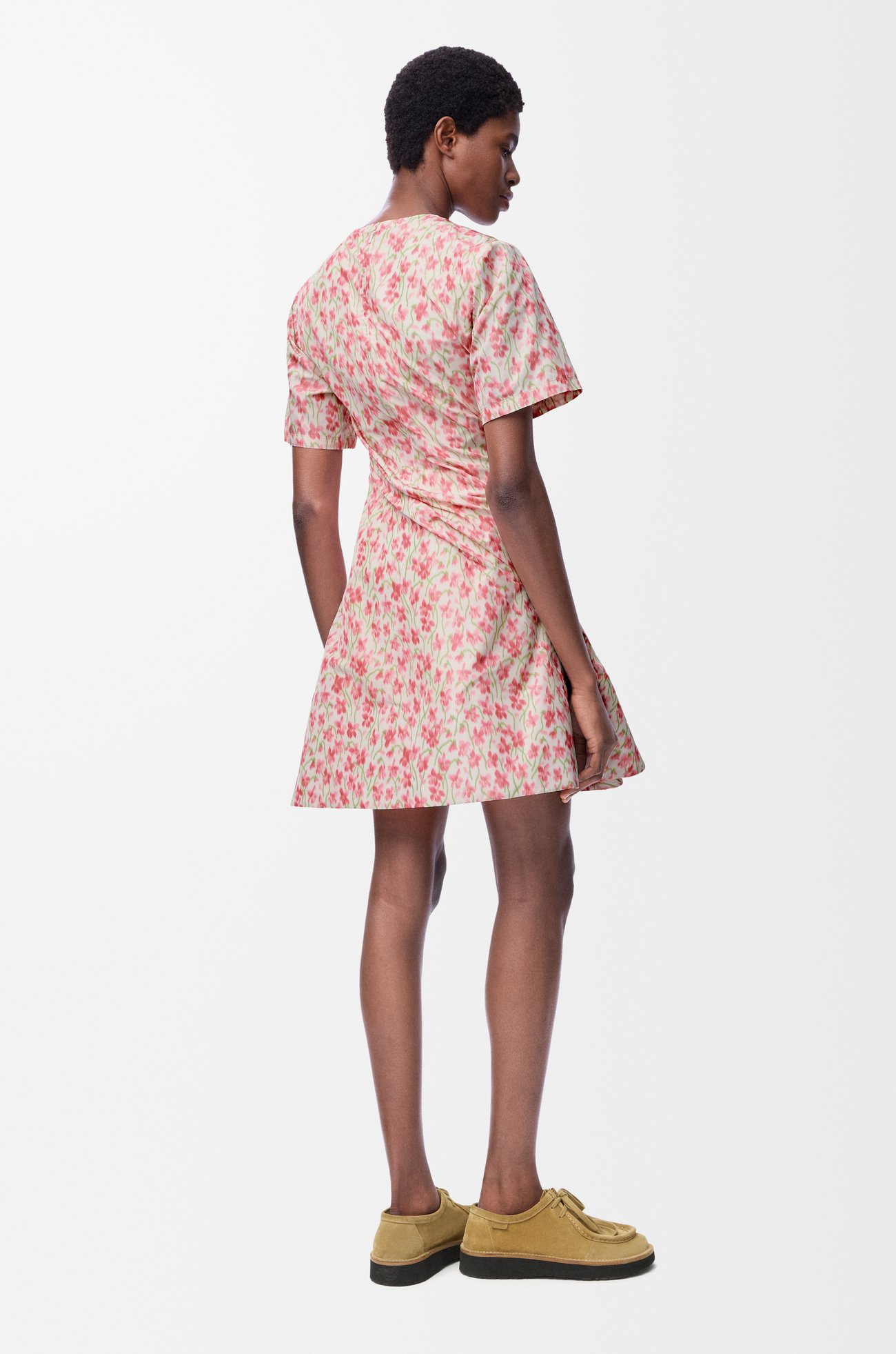 LOEWE Twisted dress in silk blend taffeta White/Pink