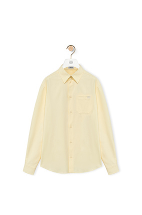 LOEWE 棉質胸前口袋格紋襯衫 粉黃色