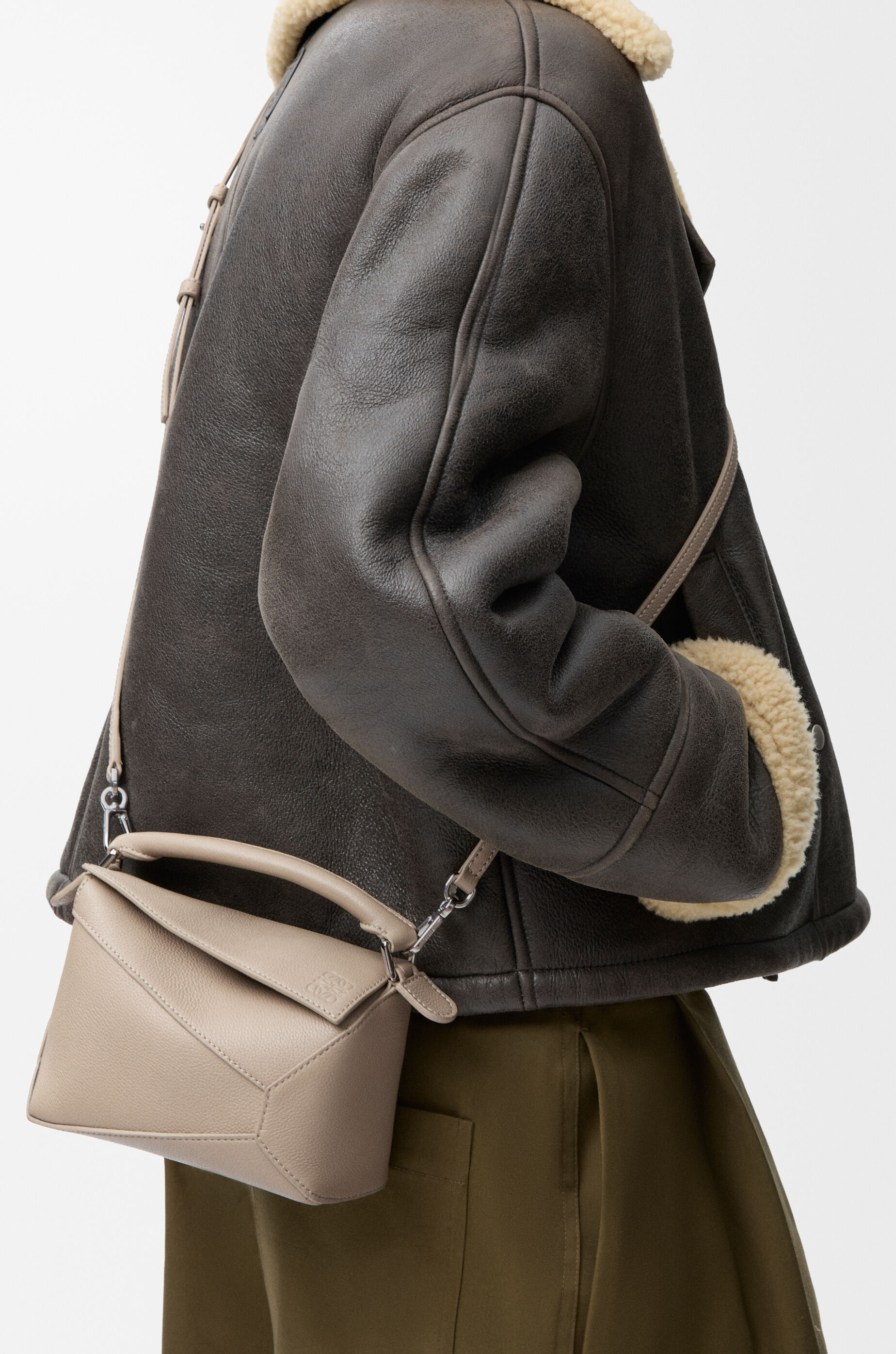 Mini Puzzle Edge bag in soft grained calfskin Brown - LOEWE