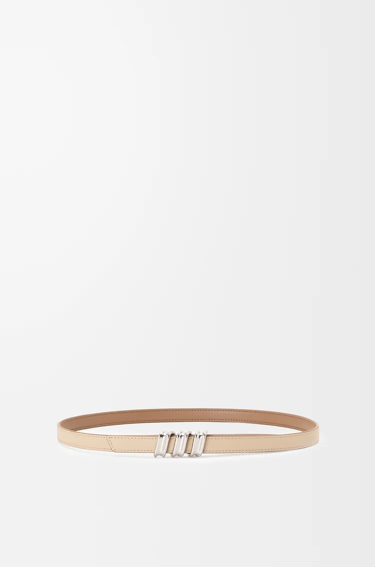 LOEWE Cinturón Coil reversible en piel de ternera lisa Moca/Beige/Plateado