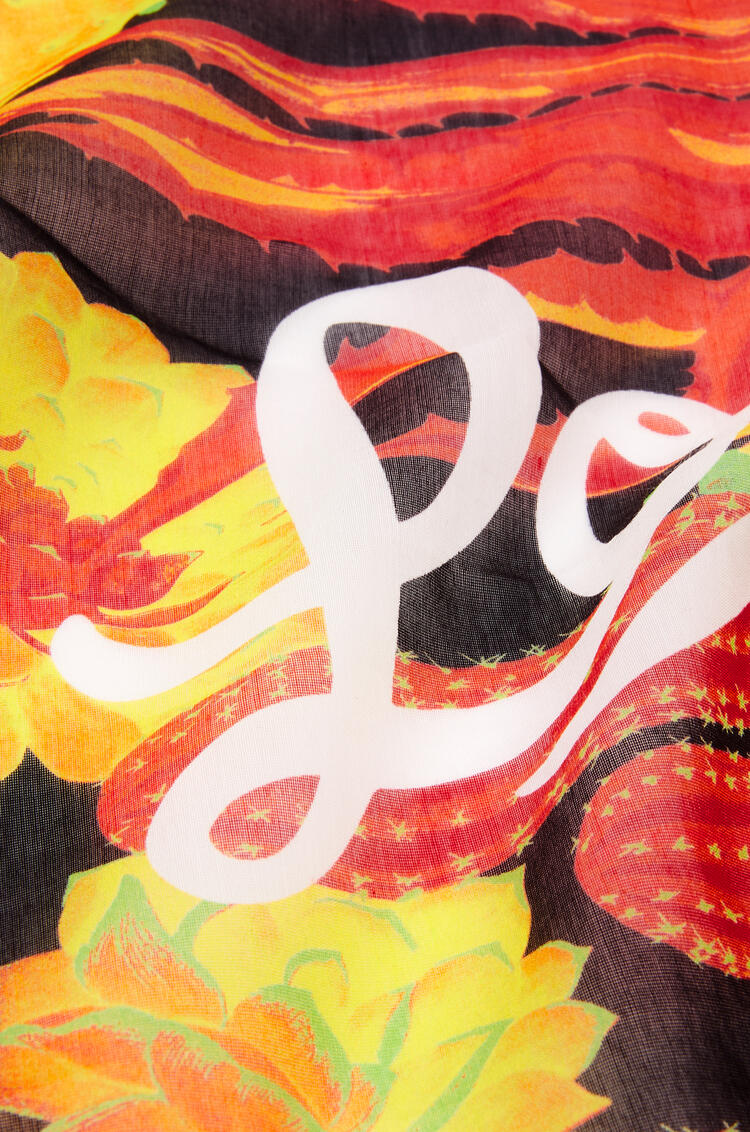 LOEWE Pañuelo en algodón y seda con cactus Rojo/Multicolor pdp_rd