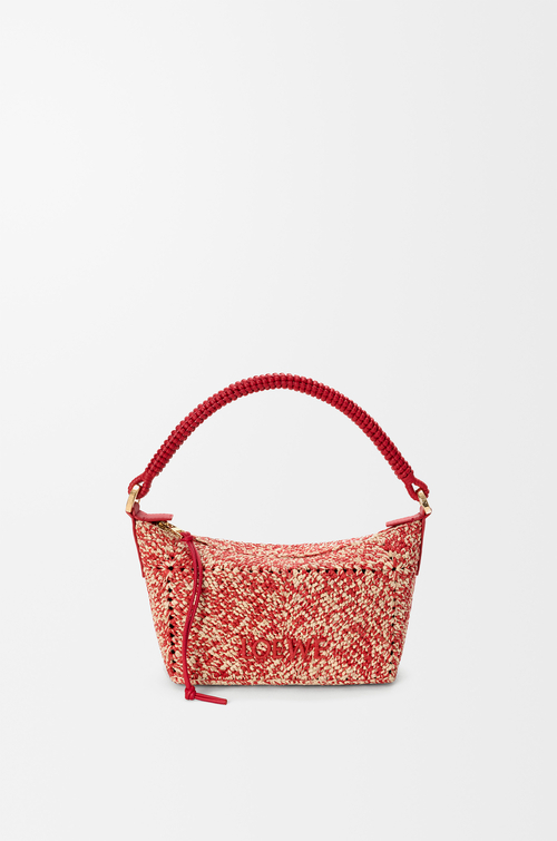 LOEWE Cala mini bag in melange raffia Red