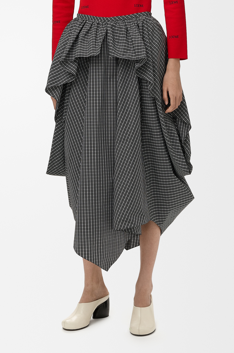 LOEWE Skirt in technical cotton Negro/Blanco