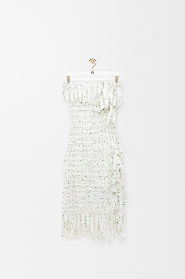 LOEWE 丝绸连衣裙 白色/粉红色