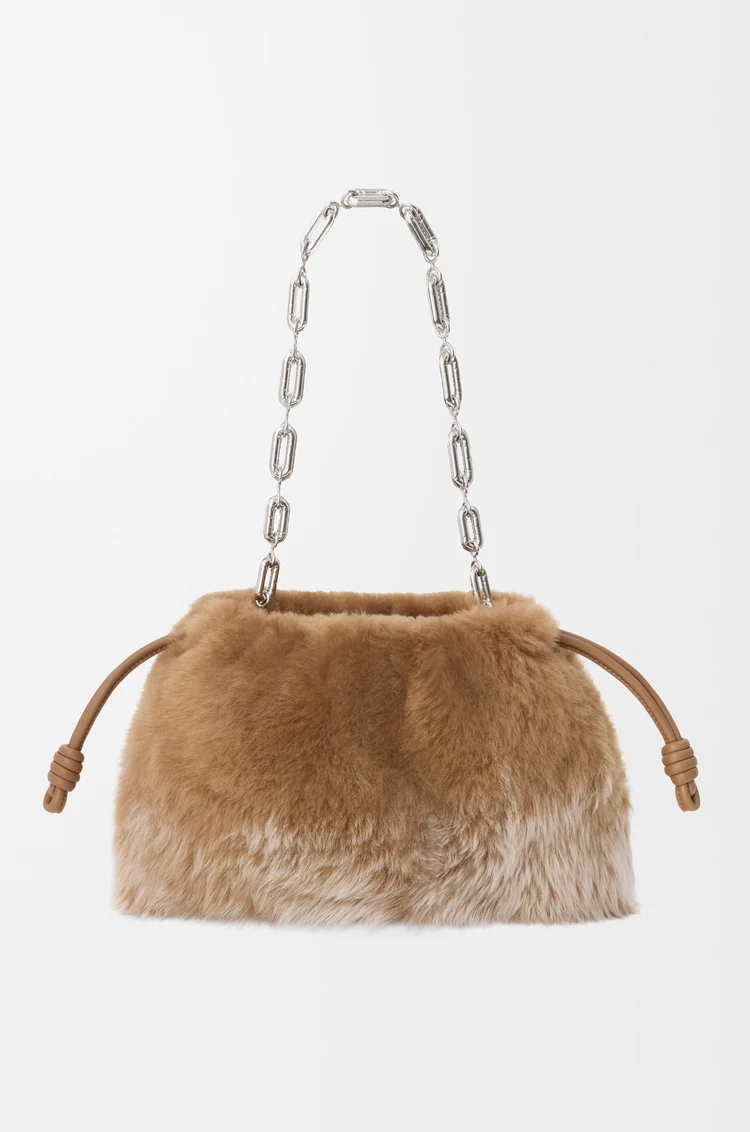 LOEWE Flamenco purse moyen en peau lainée effet dégradé Camel