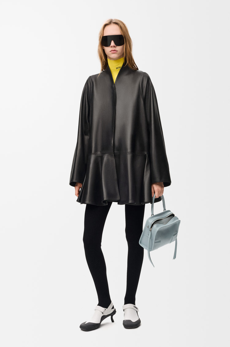 LOEWE Abrigo corto en piel napa de cordero Negro