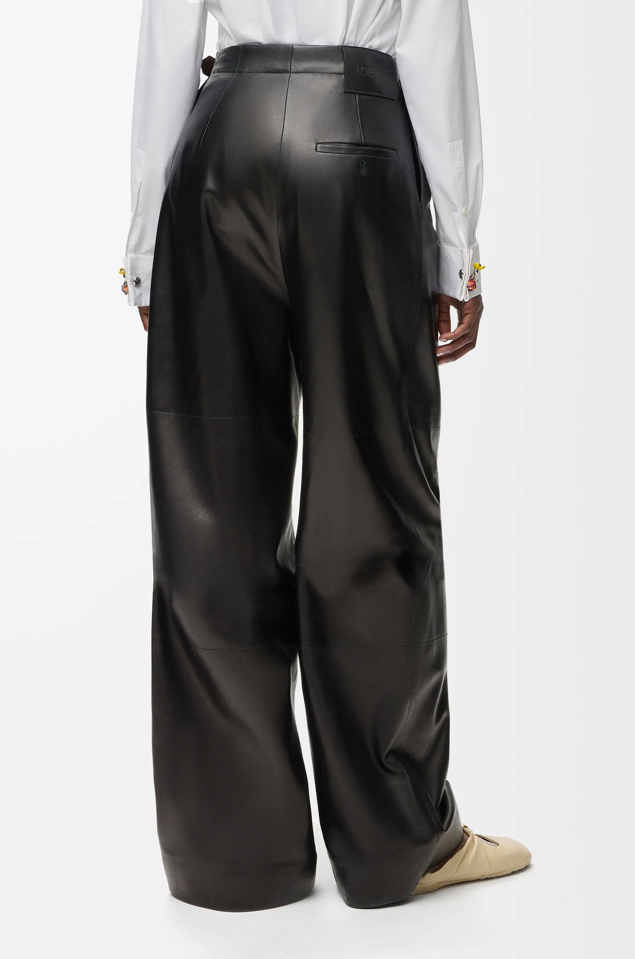 LOEWE Hose mit Gürtel aus Nappa-Lammleder Schwarz