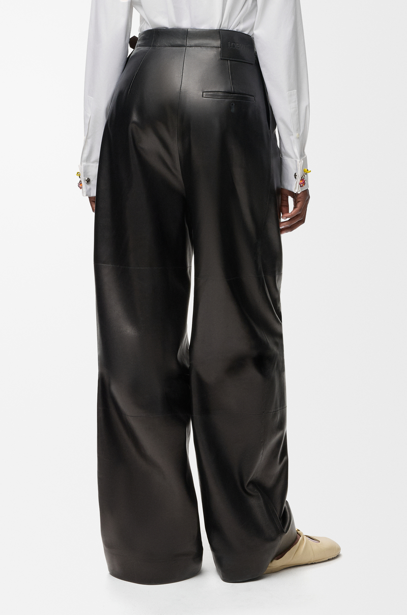 LOEWE Hose mit Gürtel aus Nappa-Lammleder Schwarz
