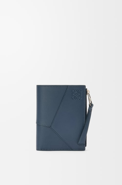 LOEWE Puzzle slim compact wallet in classic calfskin Indigo Dye
