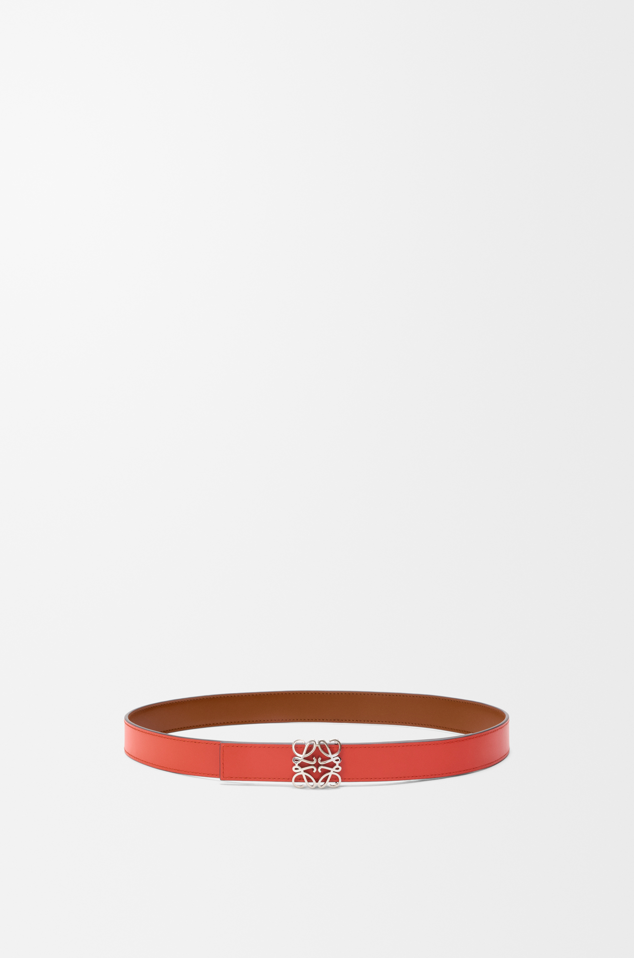 LOEWE Cinturón reversible Anagram Bombé en piel de ternera lisa Ardilla/Naranja Amanecer