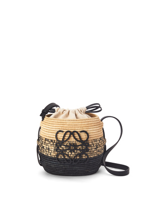 LOEWE Beehive Basket bag in raffia and calfskin Natural/Black plp_rd
