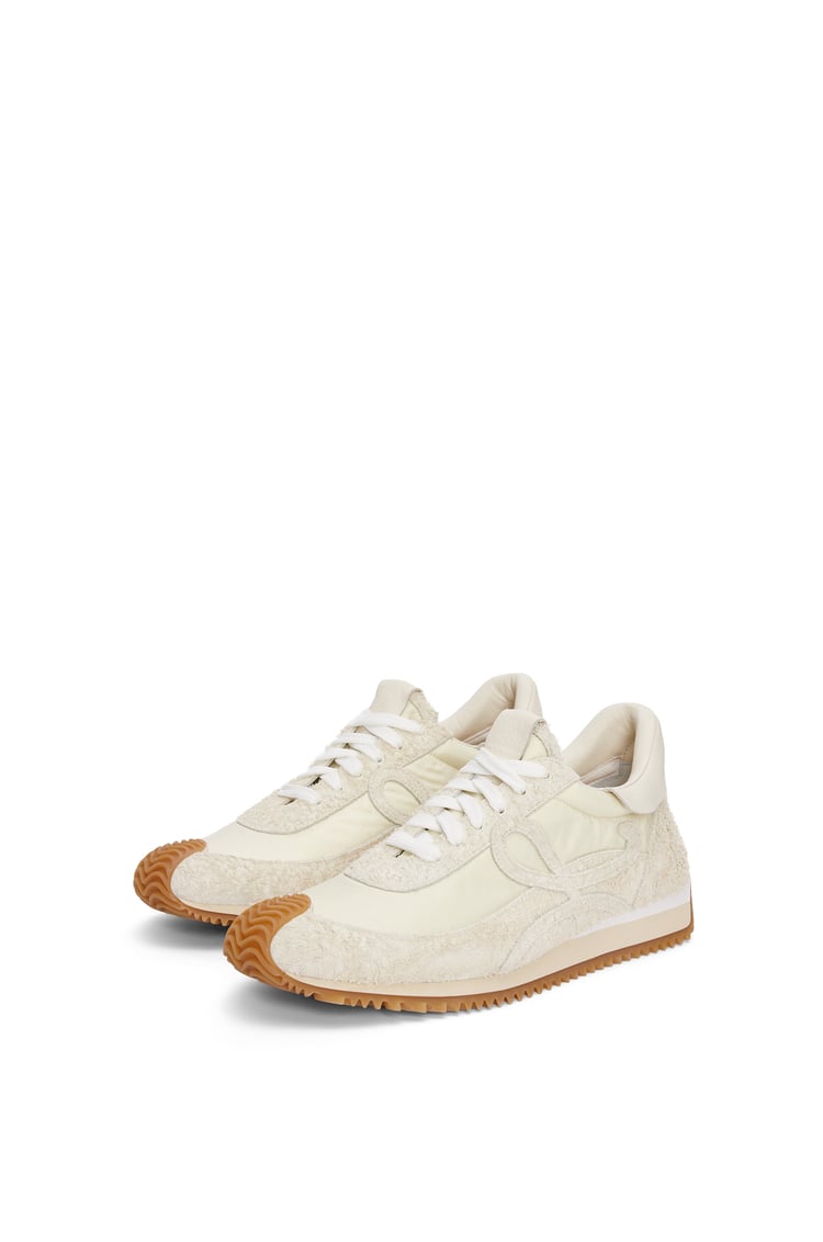 LOEWE Flow Runner in nylon and suede Canvas/Soft White