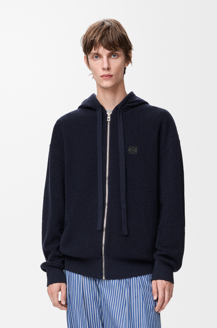 LOEWE Anagram zip-up hoodie in wool Navy Blue