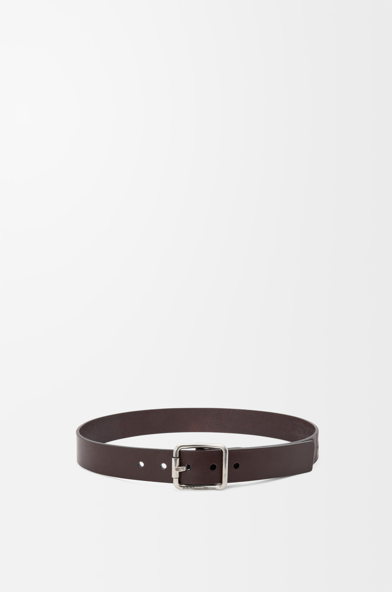 LOEWE Cinturón Double Roller Curve en piel de ternera Puro Oscuro/Paladio Vintage