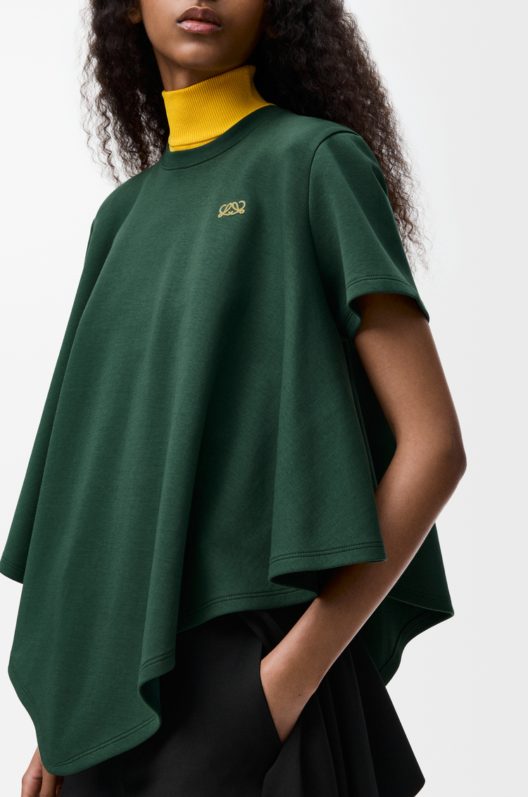 LOEWE T-shirt a mantella in misto cotone Verde Scuro