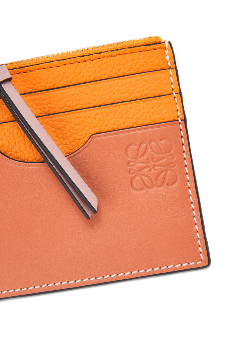 LOEWE Square cardholder in soft grained calfskin with chain Mandarin/Coral Reef