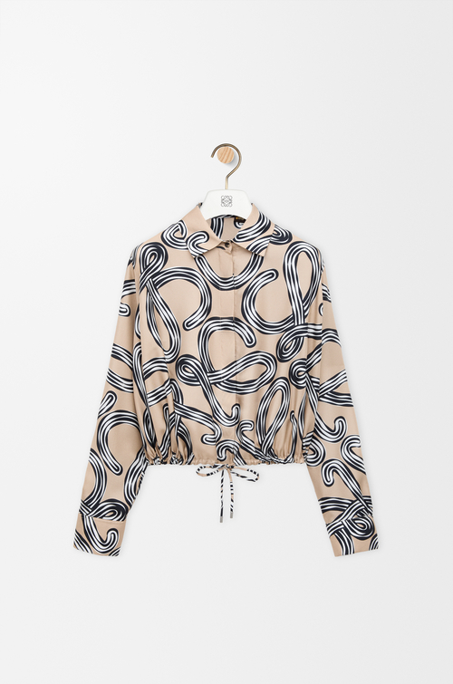LOEWE Balloon shirt in silk Beige/Black