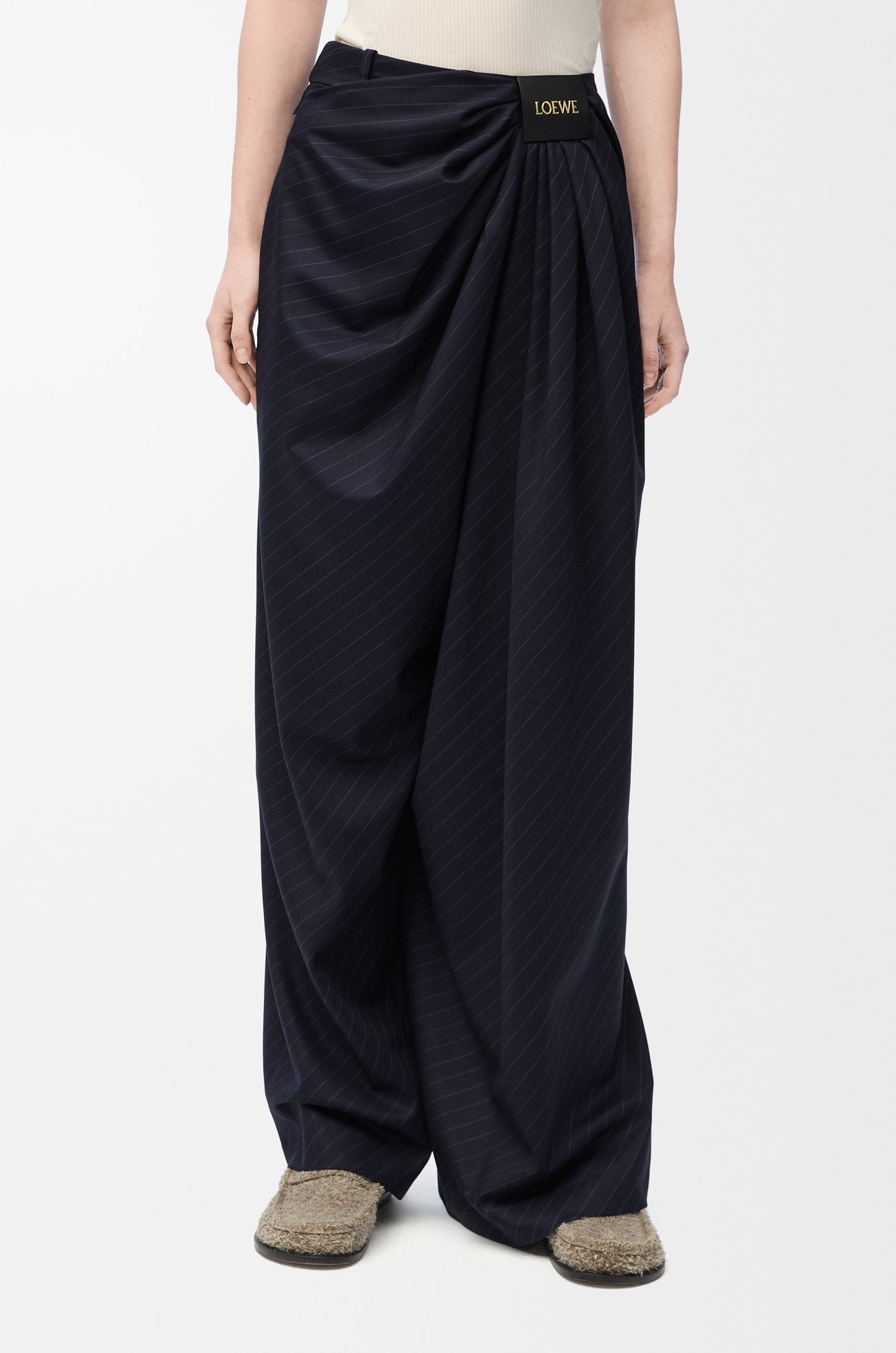 LOEWE Draped trousers in wool Navy/Grey plp_rd