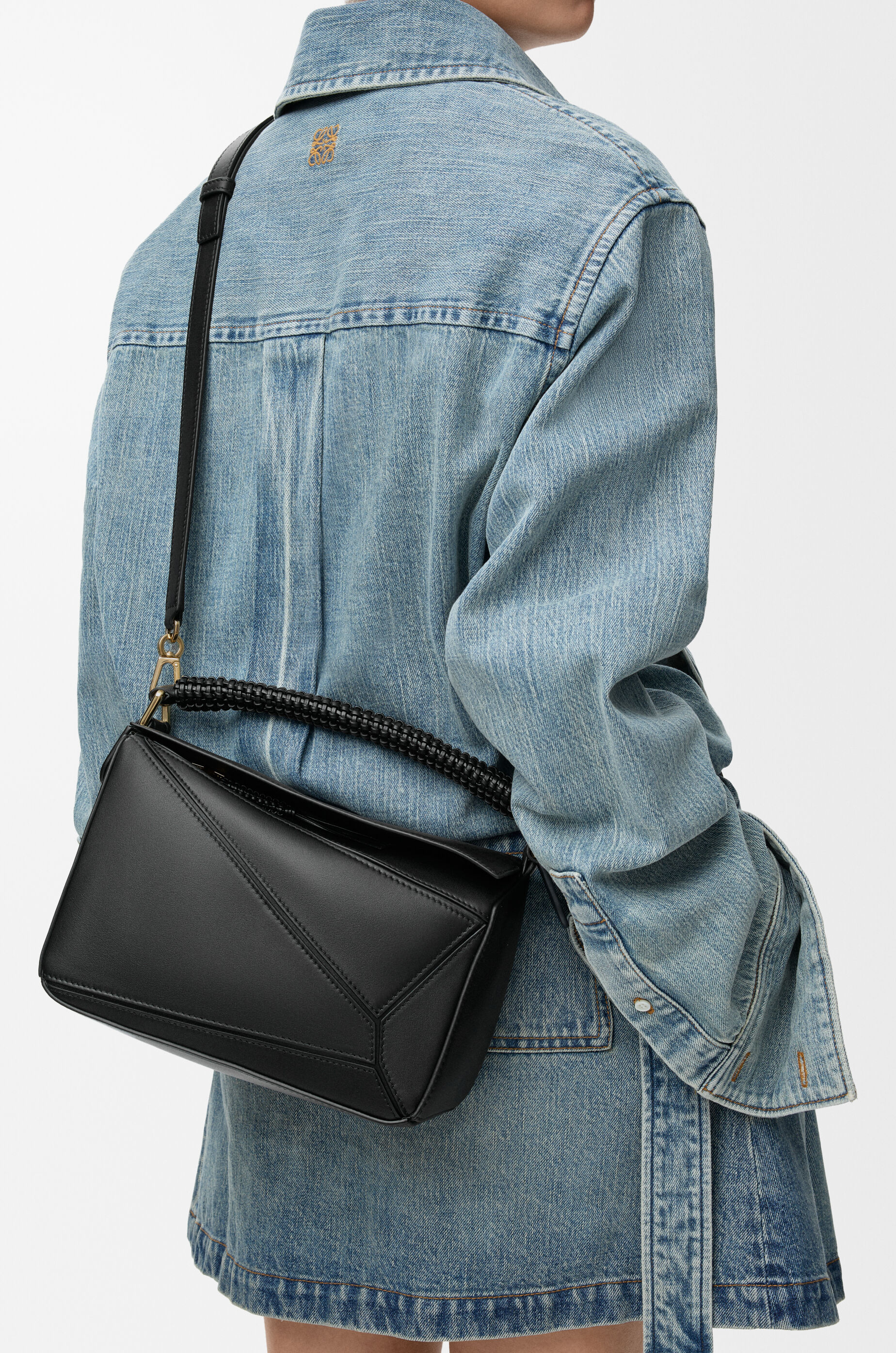 Small Puzzle bag in smooth calfskin and nappa lambskin Black