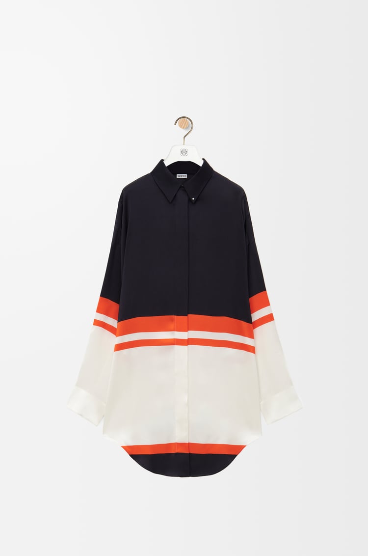 LOEWE Shirt in silk blend Deep Blue / White / Orange