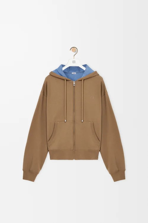 LOEWE 棉质拉链连帽卫衣 Beige/Blue