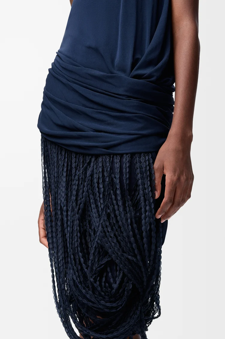 LOEWE Embellished dress in viscose Navy Blue