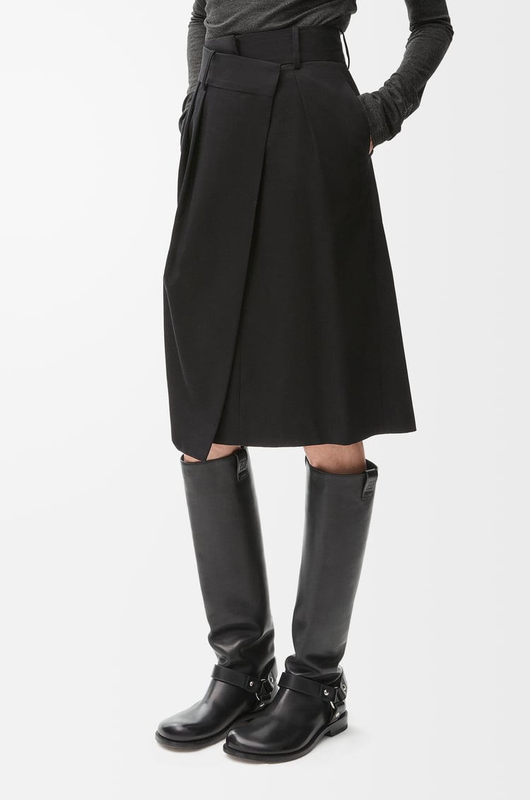 LOEWE Wrap skirt in cotton and silk Black