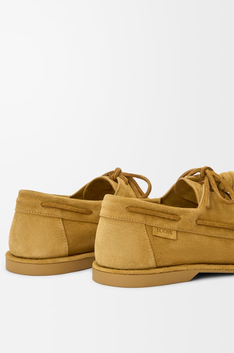 LOEWE Campo boat shoe in calfskin suede Medium Tabacco
