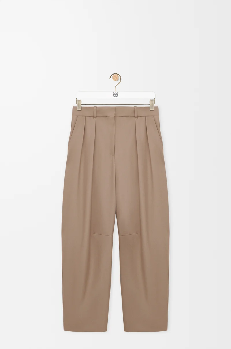 LOEWE Pantalón barrel en lana Arena