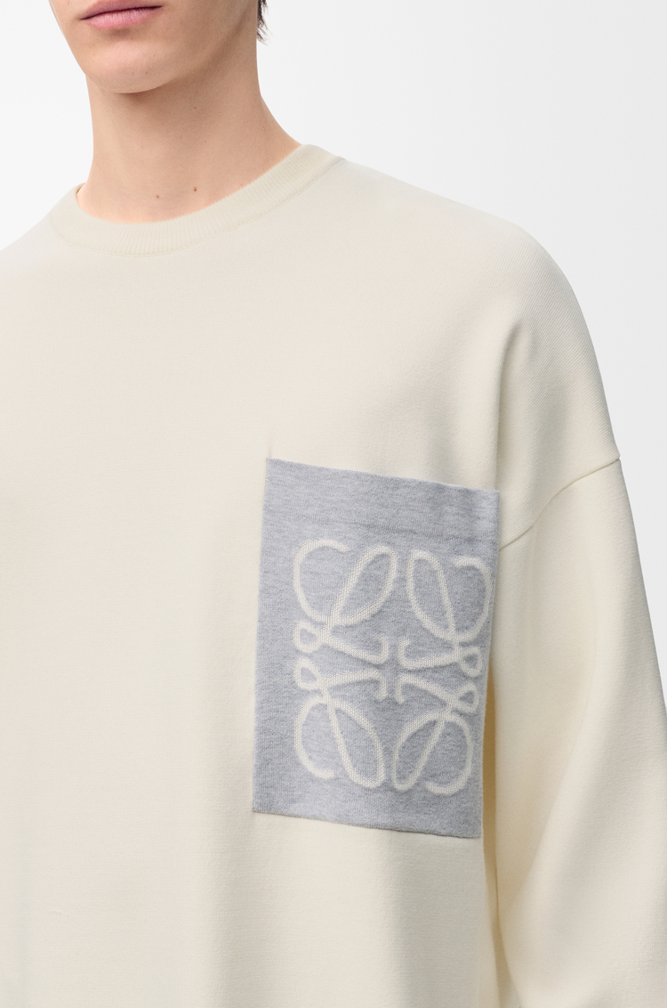 LOEWE Jersey Anagram con bolsillo en mezcla de algodón Beige/Gris