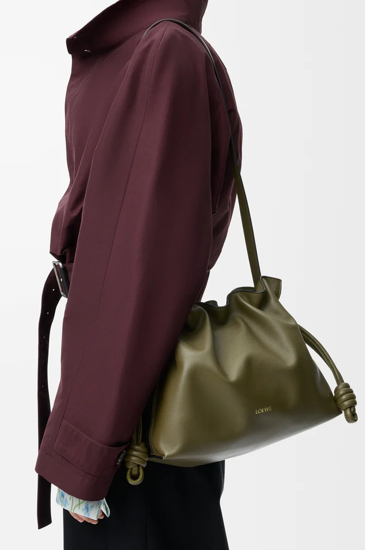 LOEWE Medium Flamenco clutch in nappa calfskin Dark Khaki