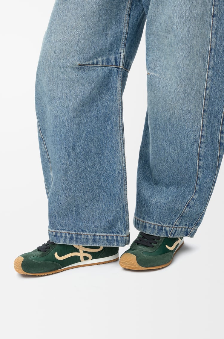 LOEWE Sneaker Ballet Runner 2.0 in nylon e pelle di vitello Verde Sherwood / Pistacchio / Bianco