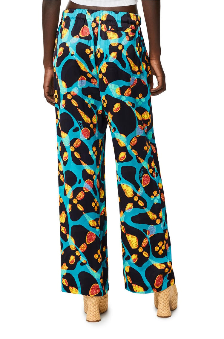 LOEWE Shell print trousers in viscose Black/Turquoise