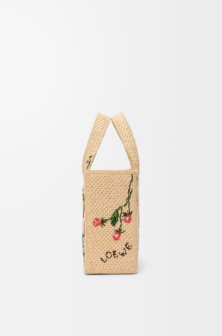 LOEWE Small LOEWE Font tote in raffia Natural