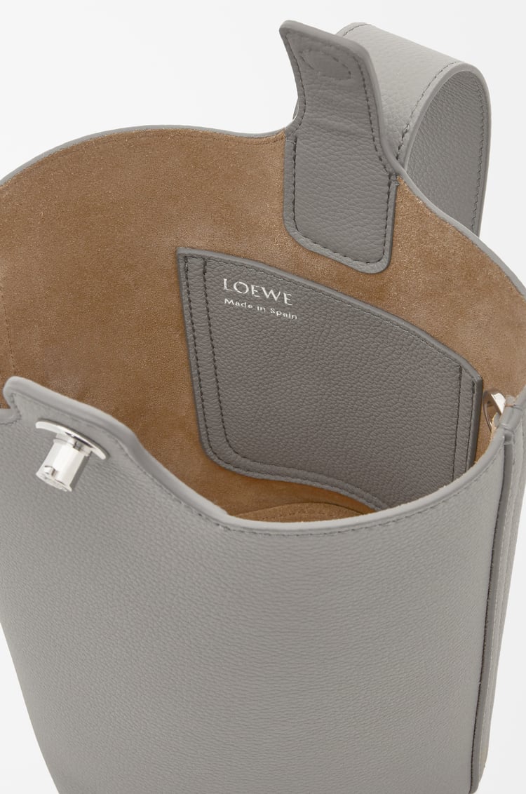 LOEWE Mini Pebble Bucket bag in soft grained calfskin Pearl Grey
