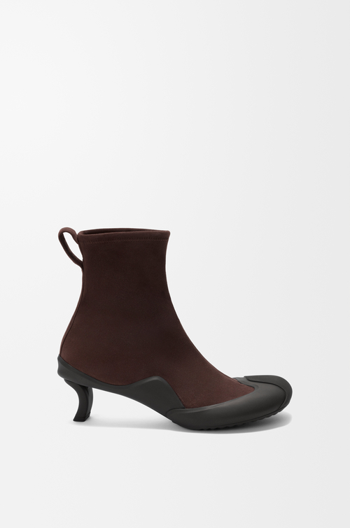 LOEWE Bottines Dive en cuir velours stretch Brownie Foncé