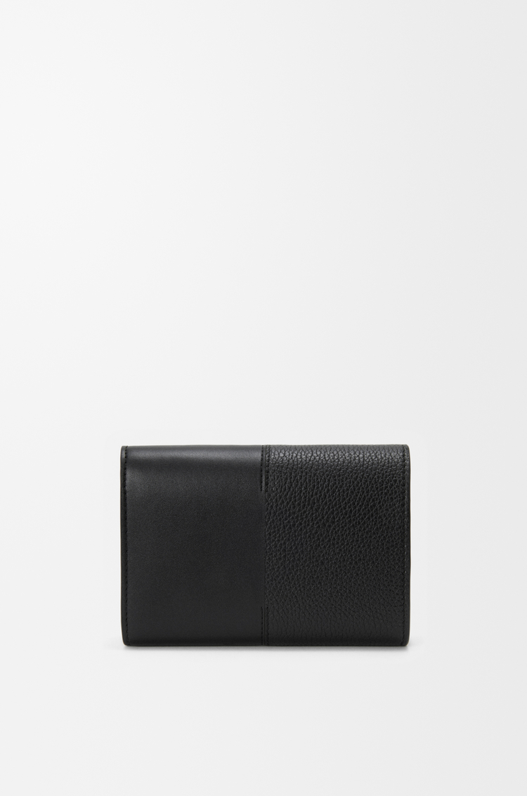 LOEWE Small vertical wallet in smooth and grained calfskin Black