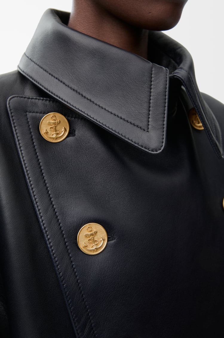 LOEWE Double-breasted coat in nappa lambskin Marine