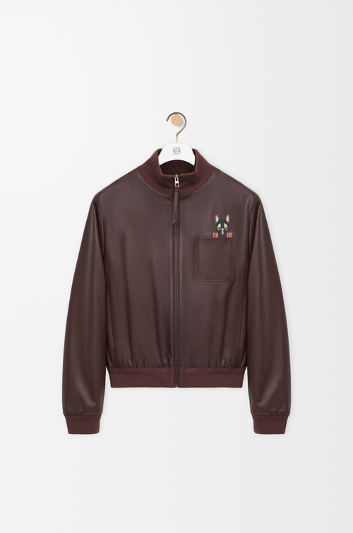 LOEWE Chaqueta cropped en piel napa de cordero Marrón