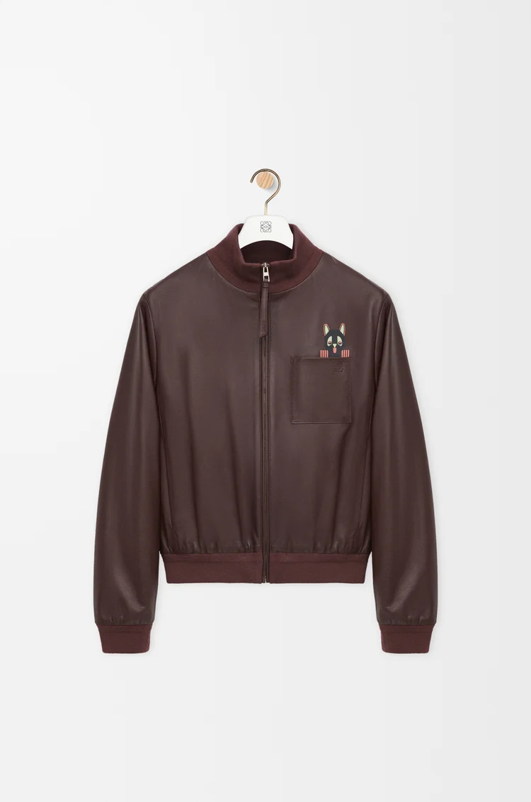 LOEWE Chaqueta cropped en piel napa de cordero Marrón