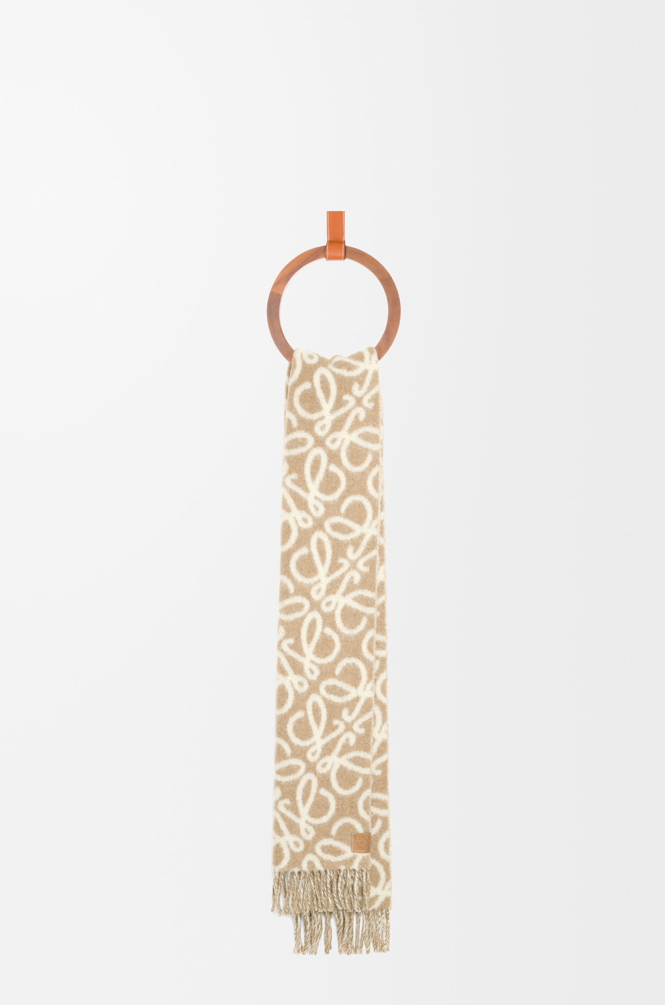 LOEWE Anagram scarf in alpaca and wool blend Beige/White
