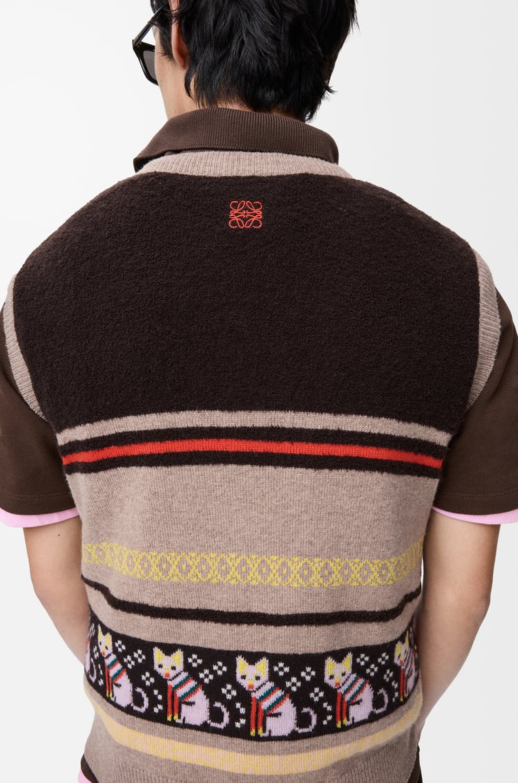 LOEWE Vest in wool and cashmere Beige/Multicolor