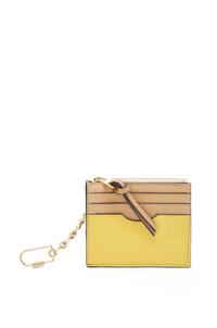 LOEWE Square cardholder in soft grained calfskin with chain Butter/Pale Lemon