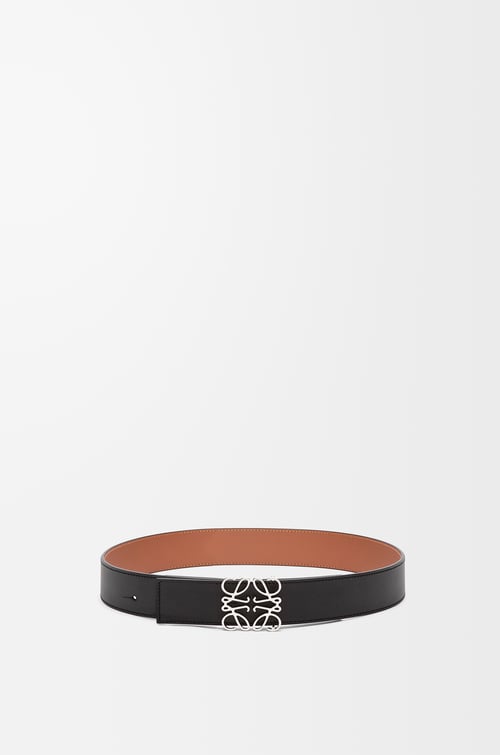 LOEWE Reversible Anagram belt in smooth calfskin Black/Tan/Palladium plp_rd