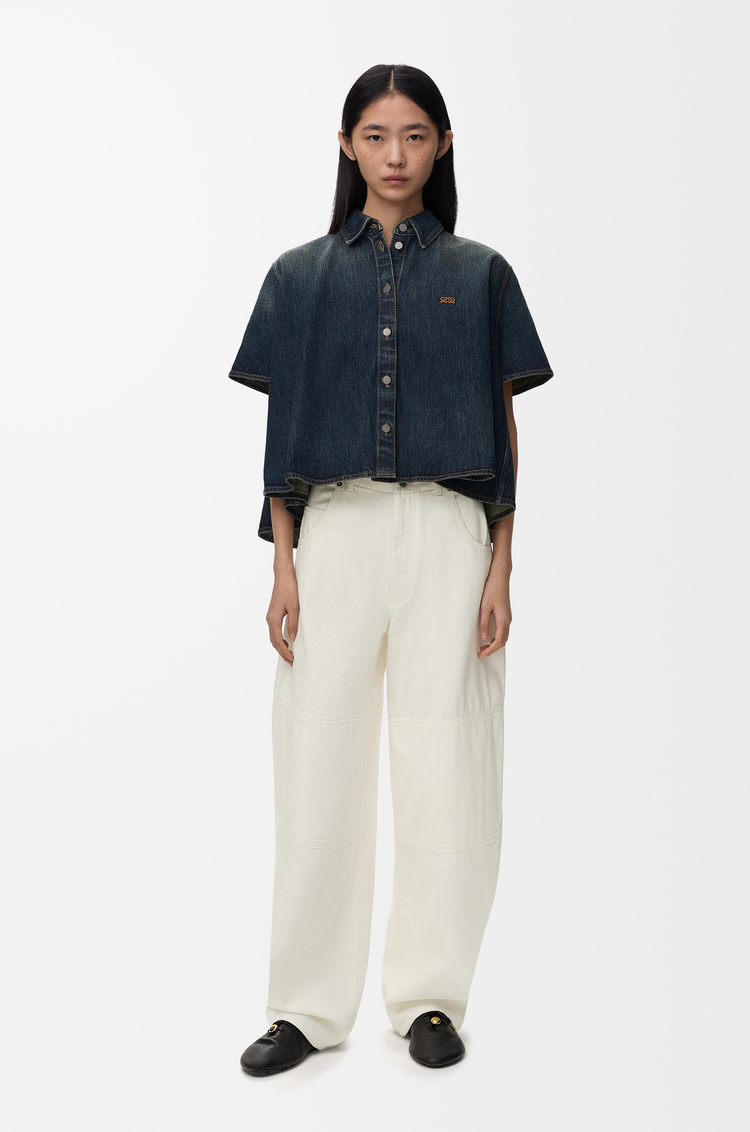 LOEWE Short sleeve trapeze shirt in denim Azul Oscuro